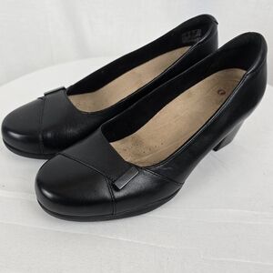 Clarks Black Women's Leather Career Comfort Pump Sz 6.5
